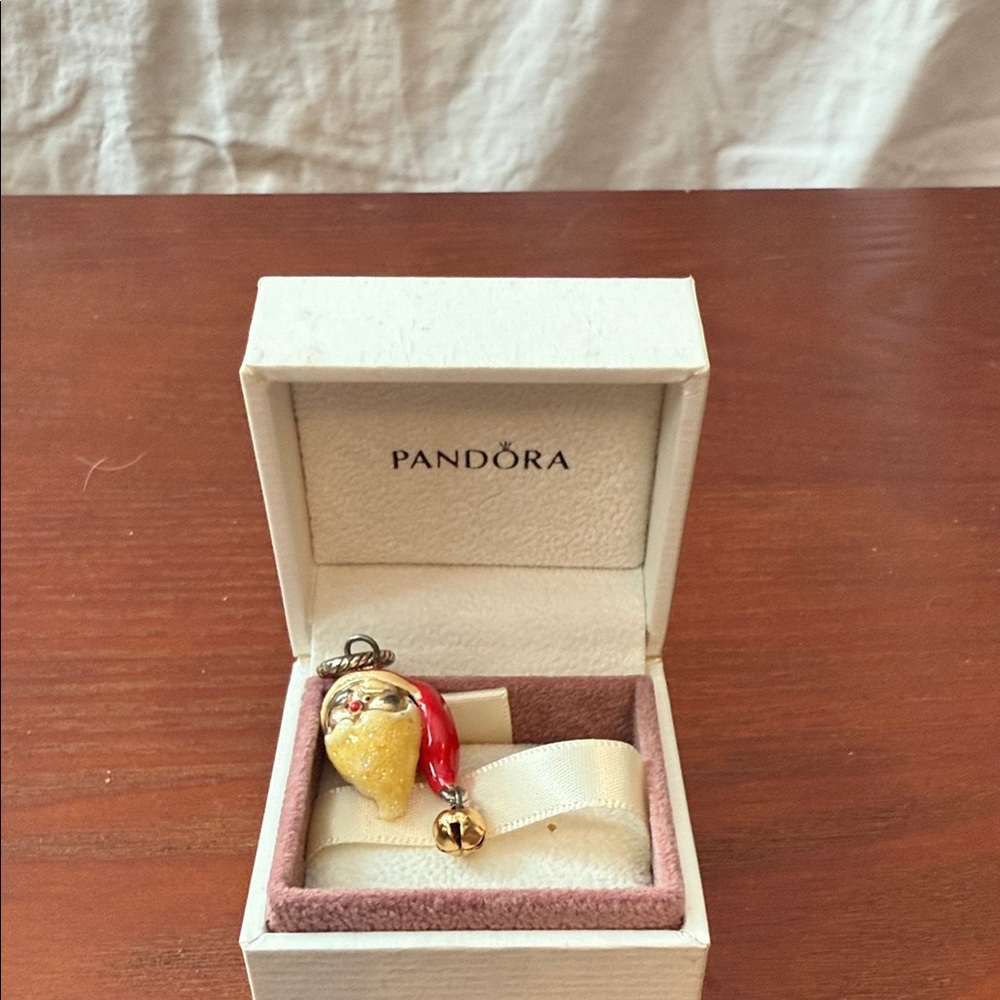 Pandora Red and Gold Santa Necklace Charm